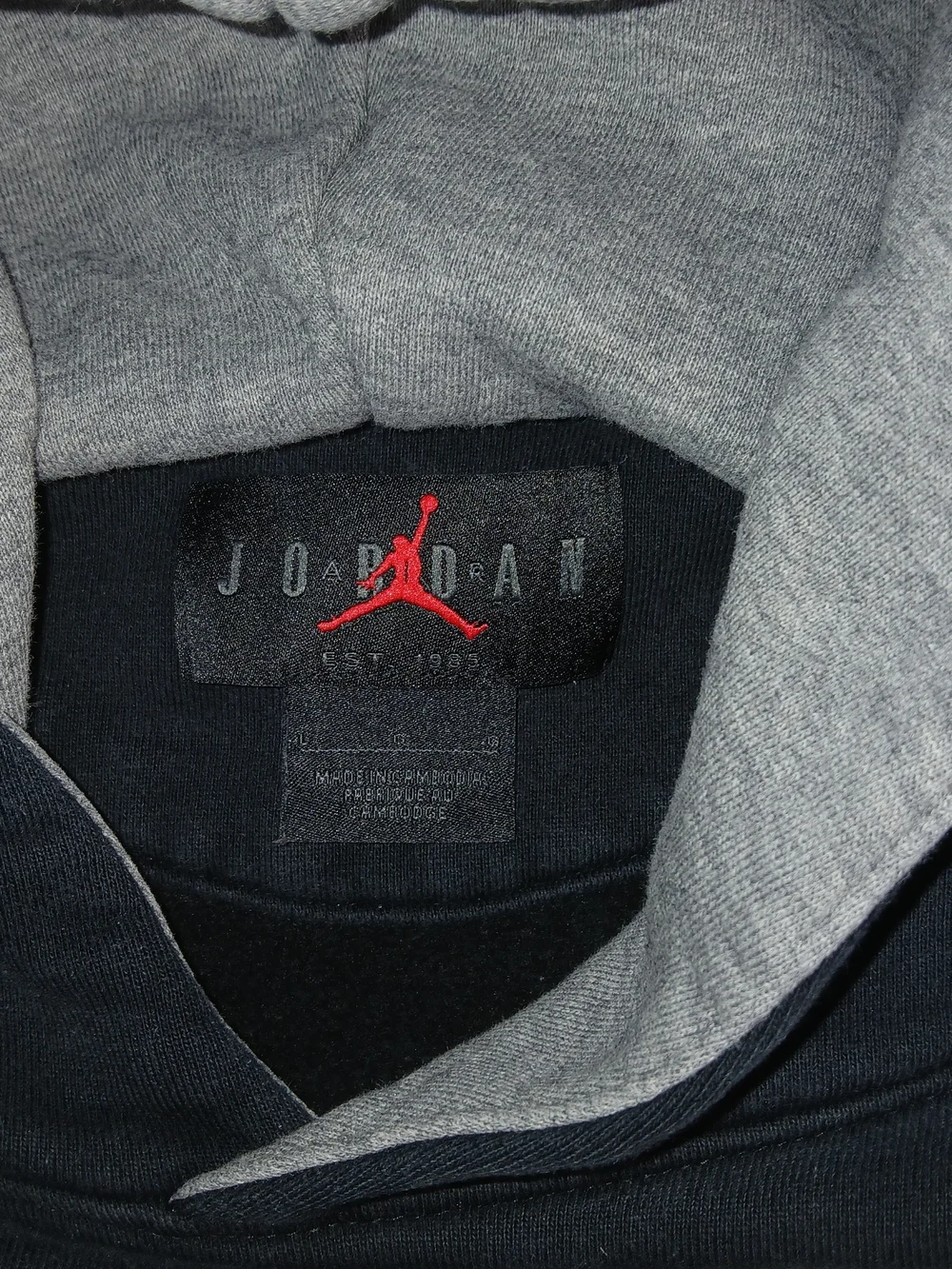 Jordan Sport Men's Black & Gray Fleece Pullover Hoodie w/ Graphic Logo - Large